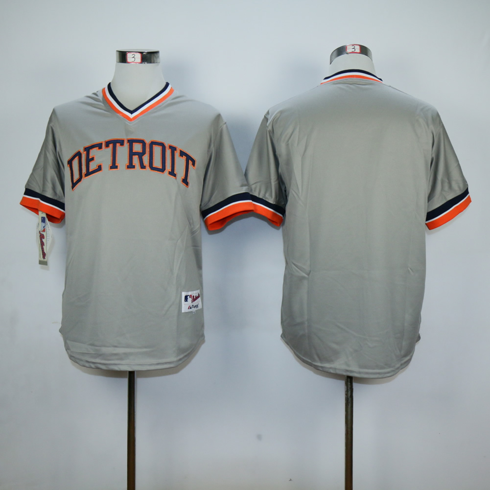 Men Detroit Tigers Blank Grey Throwback MLB Jerseys